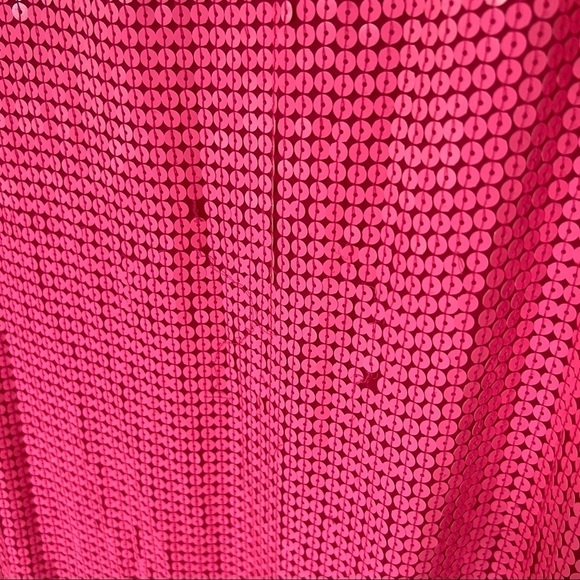 NWT DVF Silk Y2K Neon Barbie Pink Sequin Cowl Neck Sleeveless Disco Mini Dress 0 - Picture 10 of 10